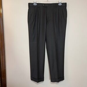 Brooks Brothers 1818 Madison Mens 37W 29L Brown Wool Pleated Cuffed Dress Pants